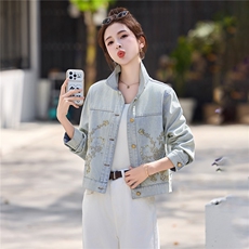 2026春新款重工金丝线刺绣牛仔休闲短款外套，女装短外套，瑶迪依秀