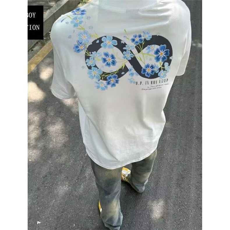 韩系25年夏新款韩版立体小花简约正T恤五分袖TD0205,男装T恤,星座1116A（原606A-3）