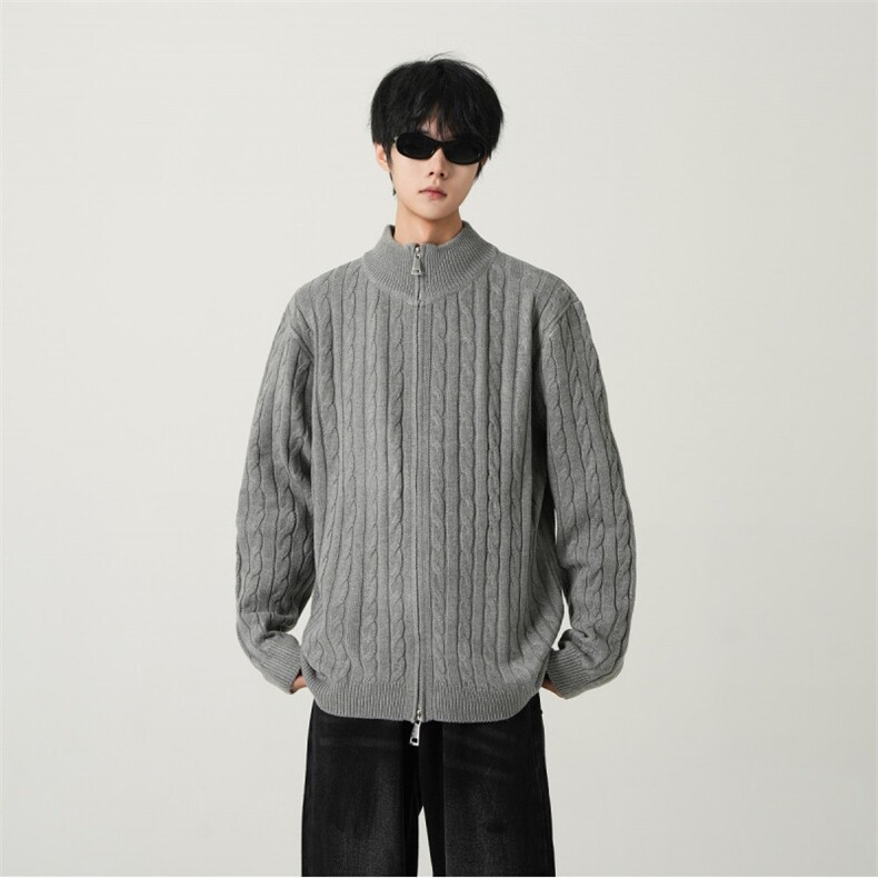 2025绞花开衫高领毛衣针织长袖百搭外套*AW16215*P75,男装针织衫/毛衣,星座511-1