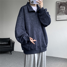 特批扎染开衫卫衣男美式重磅解构拼接脏脏拉链立领外套KS008-TP65，女装短外套，电商B312