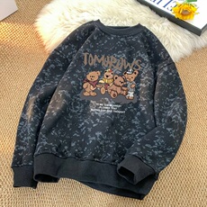 复古字母卡通印花圆领长袖T恤女秋款设计感小众修身卫衣WE659，男装T恤，星座1116A（原606A-3）