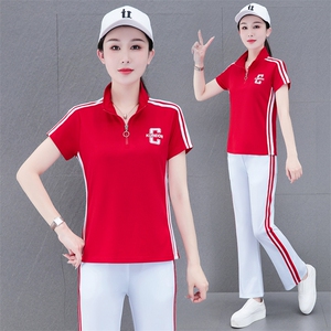 燕颉冰丝运动休闲套装女2024新款广场舞服装洋气夏季跳舞两件套,女装运动套装,燕颉服饰