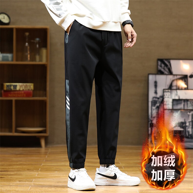 秋冬新款梭织男裤百搭设计感加绒港风休闲裤束脚裤K227H-P45,男装卫衣,星座717