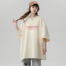 中性风夏季时尚复古百搭雪山印花纯棉宽松短袖T恤T6091P25控38，男装T恤，电商A268