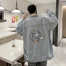 牛仔夹克男大码牛仔外套男茄克NJ77142-P60加绒款-P75，男装夹克，电商A040