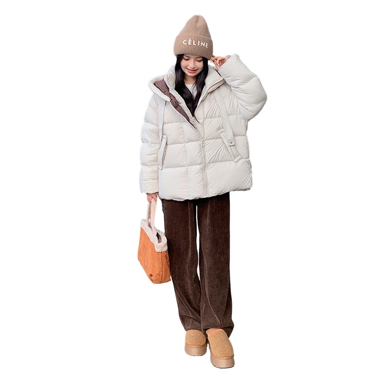 现货超高品质新标90白鹅绒拼色羽绒服冬日火炉2C220-P465K659,女装羽绒服,2C220