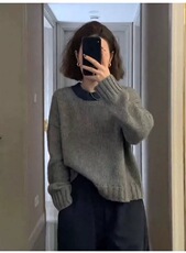秋冬简约气质纯色羊毛衫女减龄毛衣针织打底衫，女装羊毛衫，恩泰羊绒