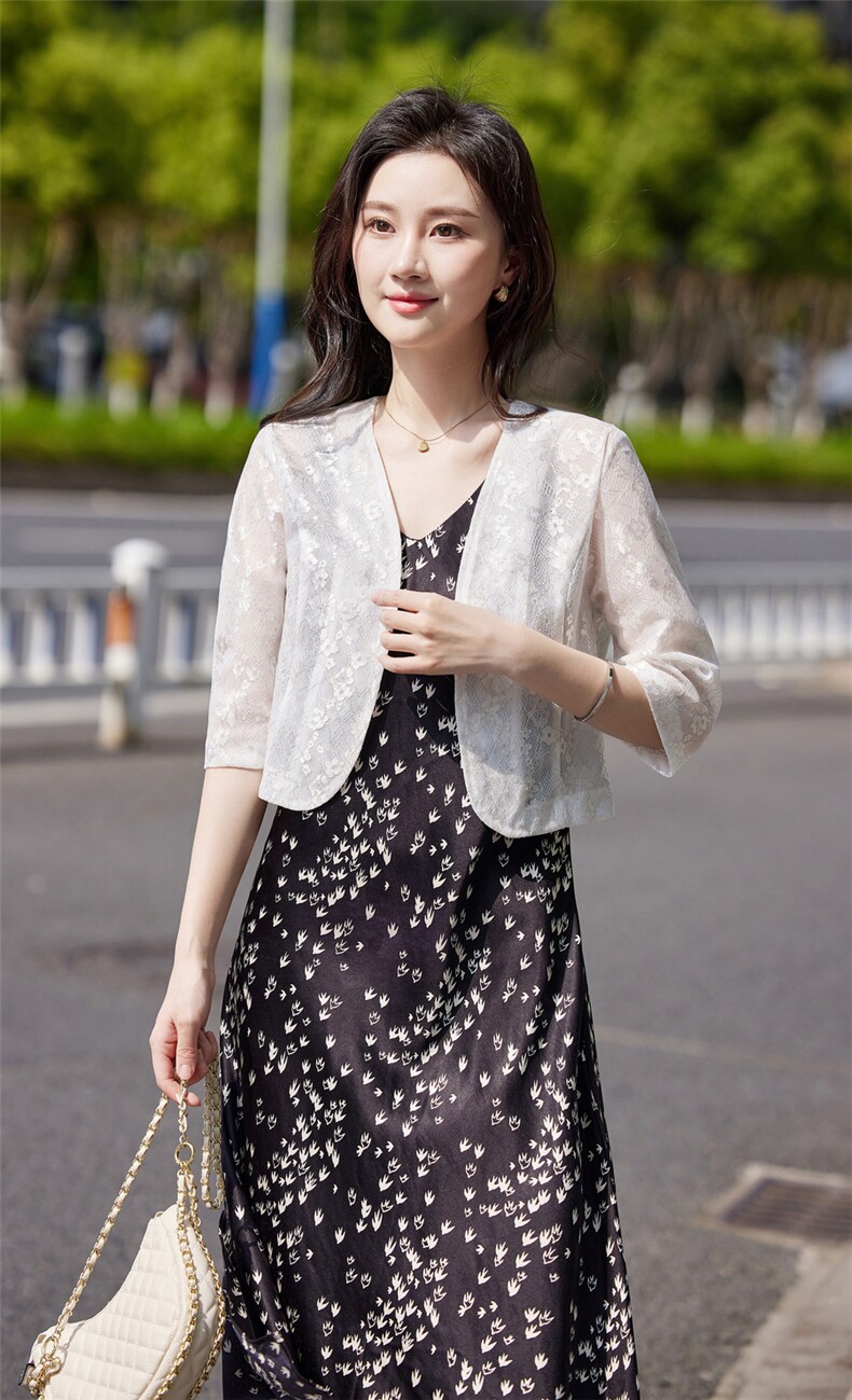 小香风外套配连衣裙女2026夏装新款高端百搭披肩上衣,女装蕾丝衫/雪纺衫,婵米儿