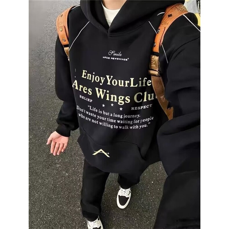 FFY2168-P53重磅连帽卫衣男女秋款美式休闲宽松字母印花情侣,男装卫衣,电商B323A