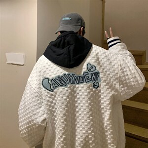 华夫格棒球服2023春秋季韩版宽松字母百搭潮流夹克 W5437-P52图片