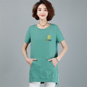 T恤2021年夏季时尚潮流舒适简约个性中长款短袖,女装T恤,丽影随形