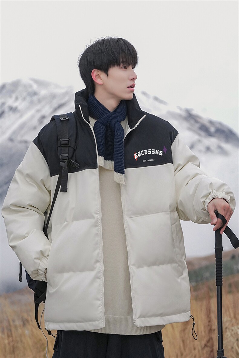 新疆山系时尚宽松字母印花休闲立领PU皮棉服A247-MY406P115控158,男装棉衣,电商A247