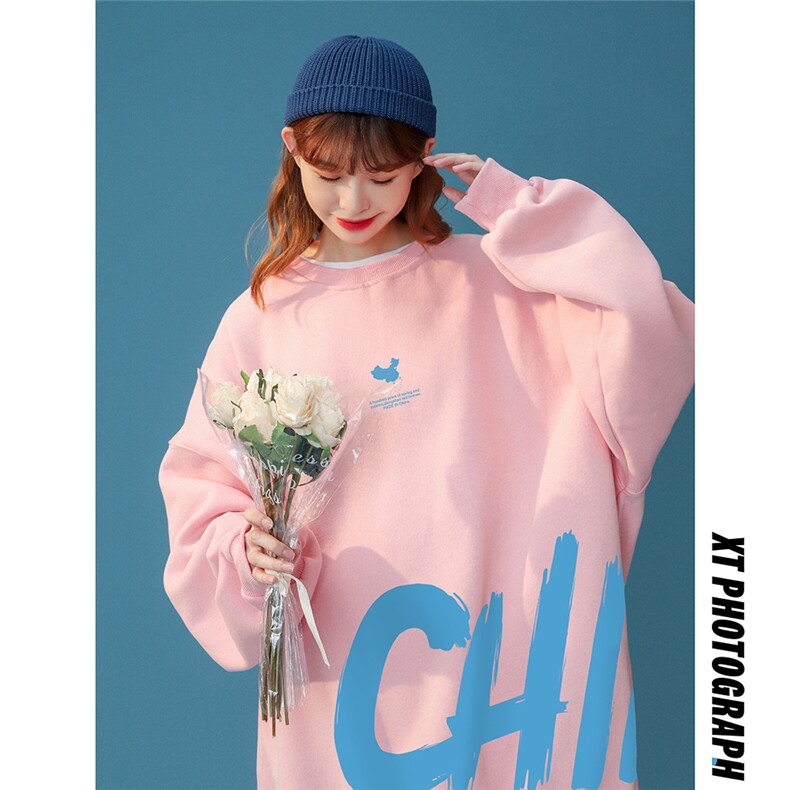 中性22秋季潮牌潮流印花宽松情侣休闲套头圆领卫衣 W146 P30控48图片
