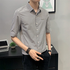22夏季薄款衬衫男士短袖高级感休闲百搭条纹衬衣潮流CS186-P45，男装T恤，电商B413