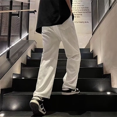 欧美白色裤子纯色长裤垂坠宽松直筒裤男女街头休闲阔腿裤潮牌ins，男装休闲裤，星座1013