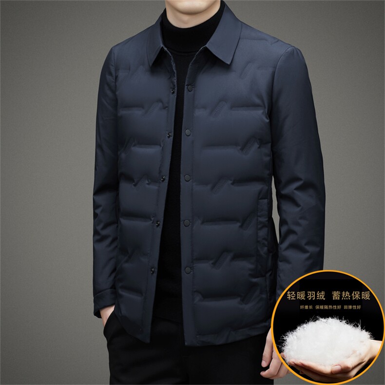 冬季新款商务休闲男装上衣中年男士厚款保暖外套御寒羽绒服爸爸装，男装羽绒服，电商B212（原钱塘6029）