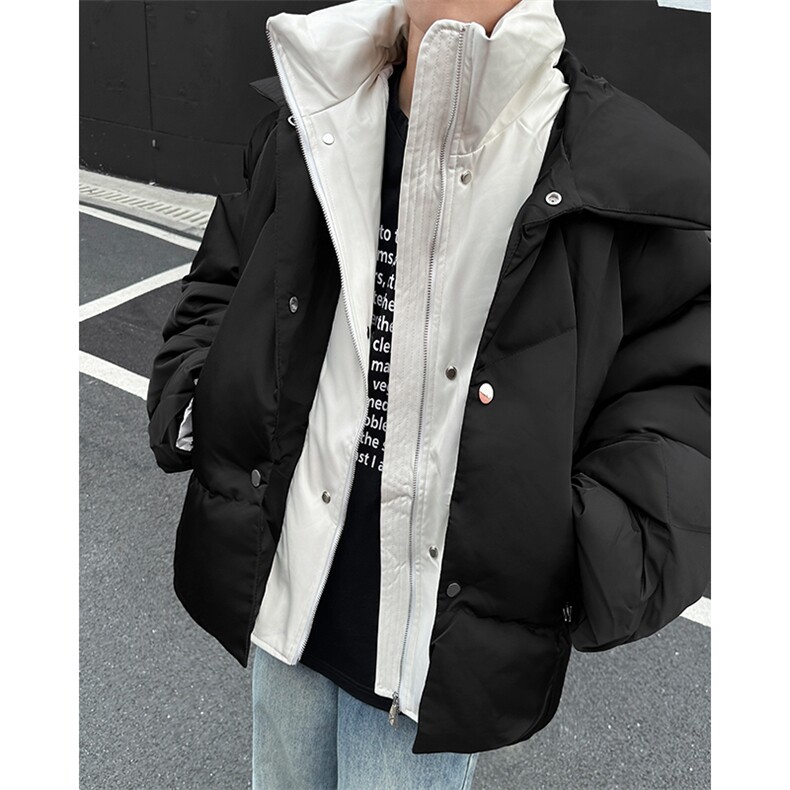 手充棉港风潮牌宽松百搭立领假两件保暖棉服XZ212-1-QMY092-P155，男装棉衣，星座212-1