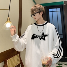 美式三杠条纹复圆领卫衣秋冬男女宽松长袖SW2454-P45控6850棉，男装卫衣，电商B370