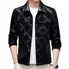 秋冬新款皮衣男士绵羊皮外套男中青年休闲皮夹克MSNA322-19-P660，男装皮衣，电商B212（原钱塘6029）