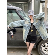 朝戈-新品重工铆钉牛仔外套男女春秋潮牌潮流复古高街宽松，女装短外套，星座505-2（原电商A260-1)