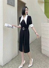 撞色连衣裙，女装连衣裙，迪蔓君翔