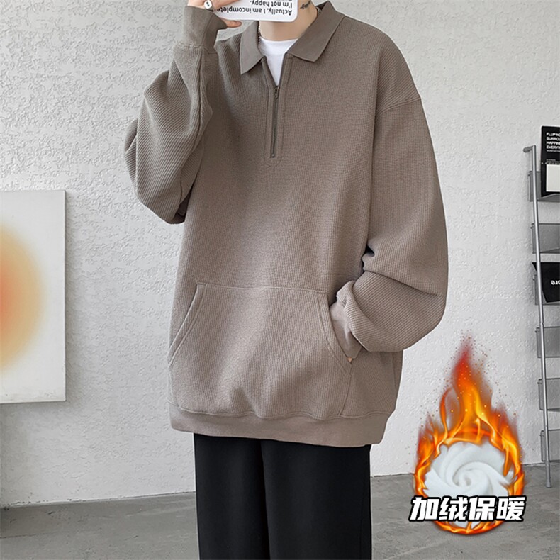 黑色针织开衫外套男慵懒高级感情侣装拉链毛衣春秋季oversize夹克图片