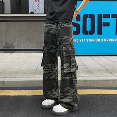 美式迷彩工装裤男款春秋季加长版高个子宽松阔腿嘻哈痞帅休闲长裤，男装休闲裤，电商A001-1