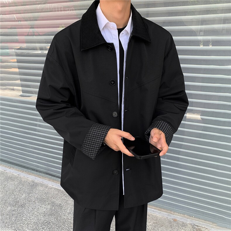 春季新款短款风衣精致韩风拼接大衣外套GS60020,男装风衣,星座1206（原A206）