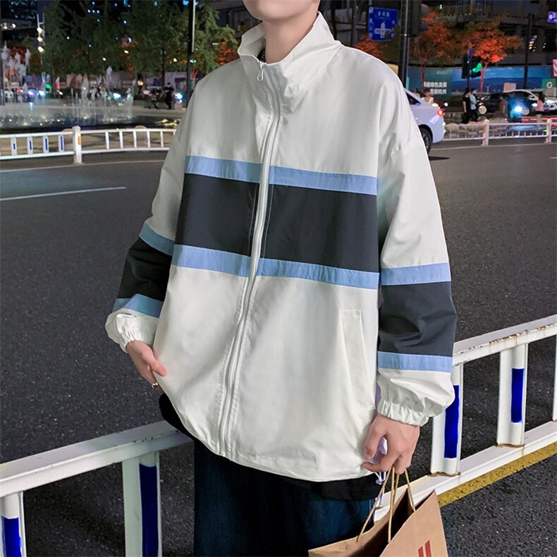 秋冬新款男韩版宽松夹克秋季日系间色帅气男秋装帅气 W1394-P52图片