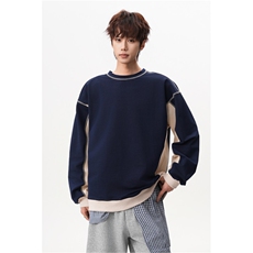 6XL-M美式拼接撞色圆领卫衣男痞帅套头上衣外套WY48-P60380g，女装短外套，电商D206-1