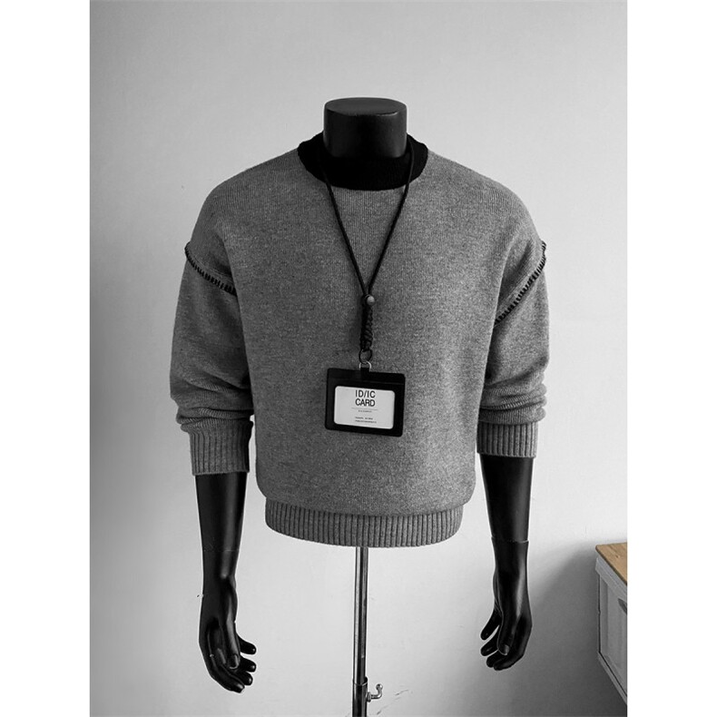 自家假模图B2165053特P65无差价2025秋冬撞色拷边毛衣，男装针织衫/毛衣，电商B216（原B302）