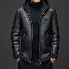 2023冬季新款休闲连帽皮衣男中青年皮衣加绒男皮衣YL1019-P225，男装皮衣，电商B212（原钱塘6029）