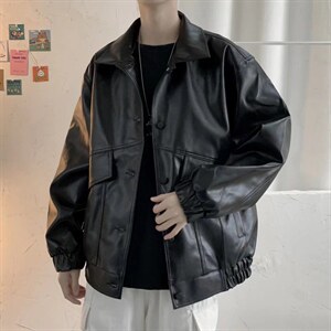 美式复古皮衣外套男ins潮高级感男装机车pu皮夹克A58P70图片