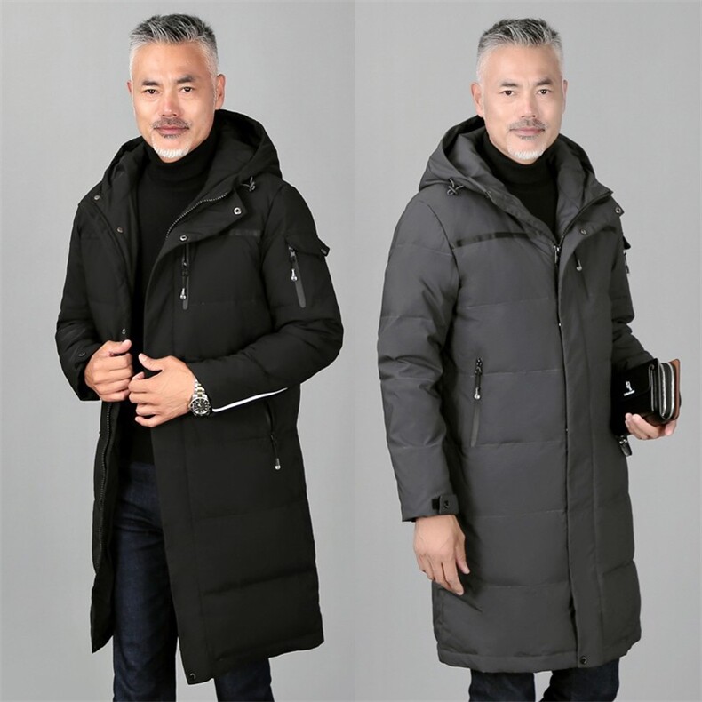 中老年羽绒服男士中长款外套加厚大码连帽冬装新款爸爸装866-P100图片