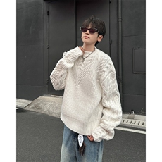 毛衣男春秋季长袖ins慵懒风圆领打底针织衫宽松休闲上衣M568/P58，男装T恤，星座506