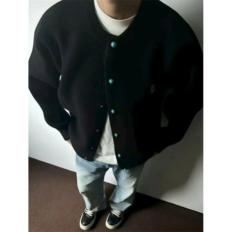 现货绿松石扣子开衫重磅毛衣外套W9251-特P65,男装针织衫/毛衣,星座1212