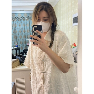 潮风新中式毛边短袖衬衫男夏季宽松小众上衣 C3390图片
