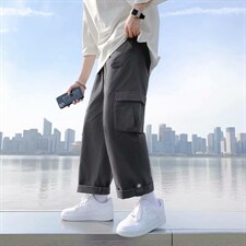 ins休闲工装裤男女秋季美式高街复古设计感束脚阔腿裤子k326-p30，男装工装外套，星座1008-2