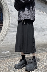 8XL-M新中式亚麻裤男七分裤阔腿裤垂感休闲短裤风棉麻K966P45，男装牛仔裤，电商D206-1