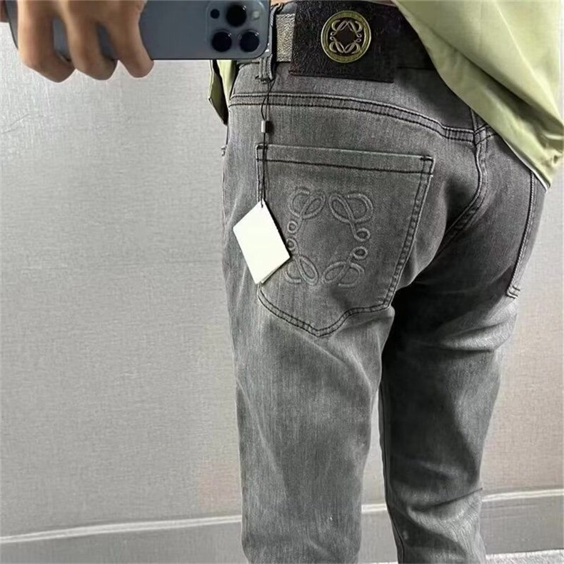 1506-1/KK099011/P48男士烫印精神小伙高端烟灰牛仔裤弹力小脚裤,男装牛仔裤,星座1506-1