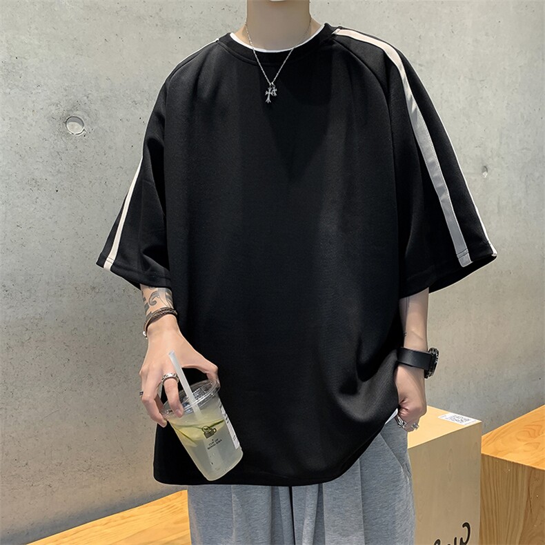 C340-P262024夏季新款设计感条纹t恤男高街潮牌百搭短袖现货,男装T恤,星座512-6