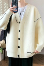 档口现货84866-P65开衫毛衣男潮牌宽松慵懒风针织衫男士加厚外套，男装针织衫/毛衣，电商D310B