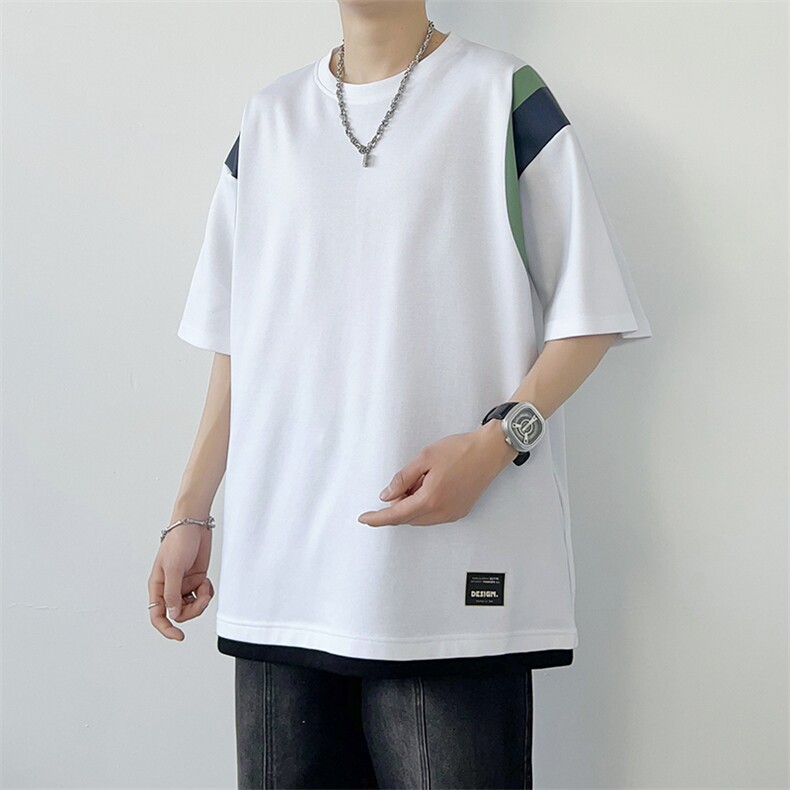 冰氧仿棉短袖港风白墙夏季休闲百搭撞色印花男上衣TC3157-P25控48,男装T恤,星座717