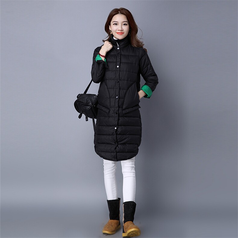 长袖2020年冬季加厚中长款修身棉衣/棉服排扣方领,女装棉衣/棉服,独衣靓