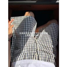 网图美式宽松直筒泡泡格透气格子速干五分裤DK2027特P25，男装牛仔裤，星座205-3