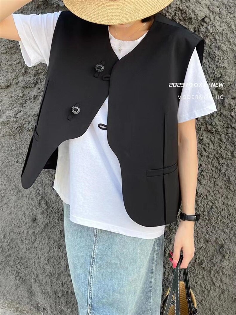 盘扣马甲，女装马甲，卡薇尔