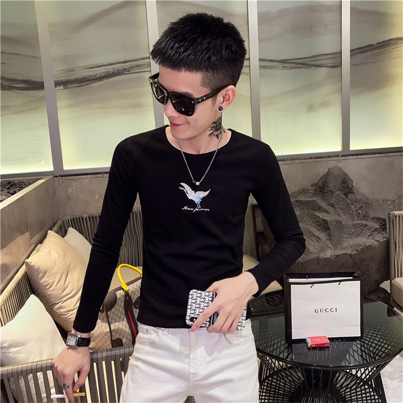 CT6806/2021春秋社会小伙痞帅修身潮流字母百搭T恤长袖男,男装T恤,星座102A（原电商D309-1）