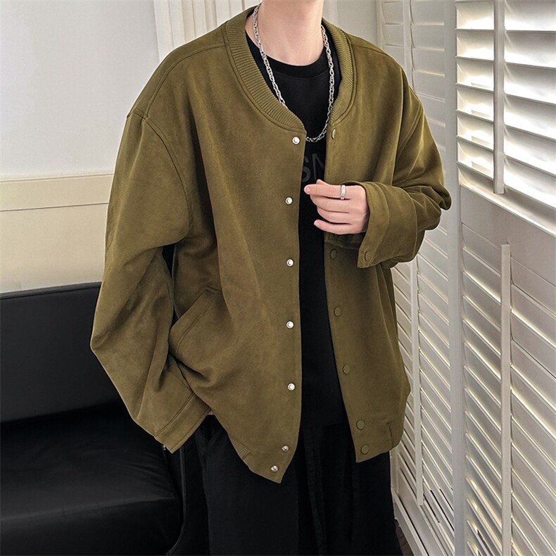 现货-秋季时尚鹿皮绒外套男宽松休闲外套夹克A351-AJ25112-P110,男装夹克,电商A351