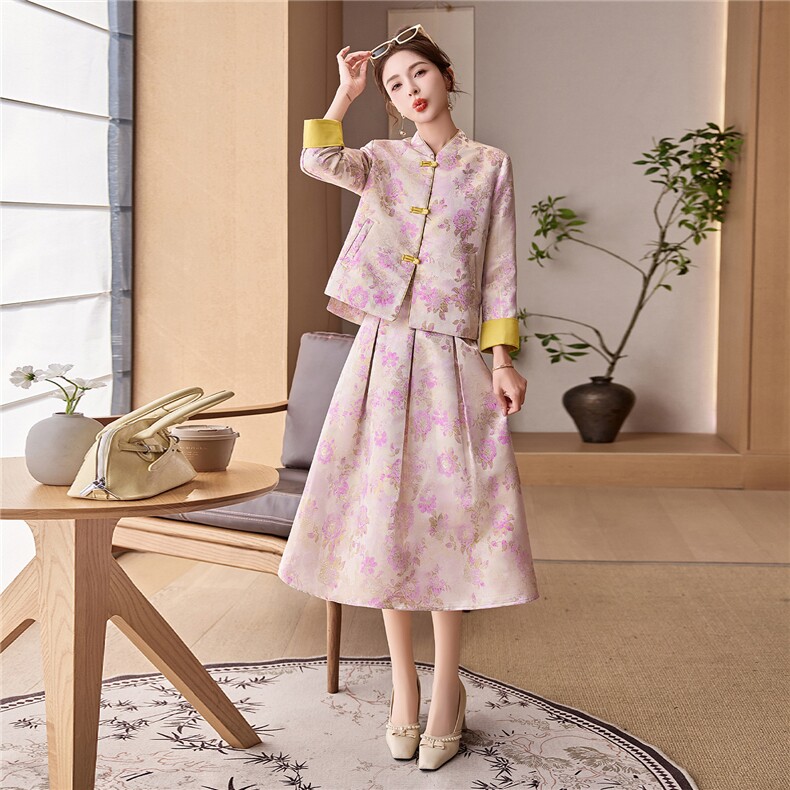 罗得堡2026年春装新款新中式汉服套装连衣裙2609,女装套装/套裙,罗得堡