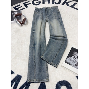 B221 美式ins高街暗黑重工艺宽松直筒牛仔裤LK26628-特P48控88图片